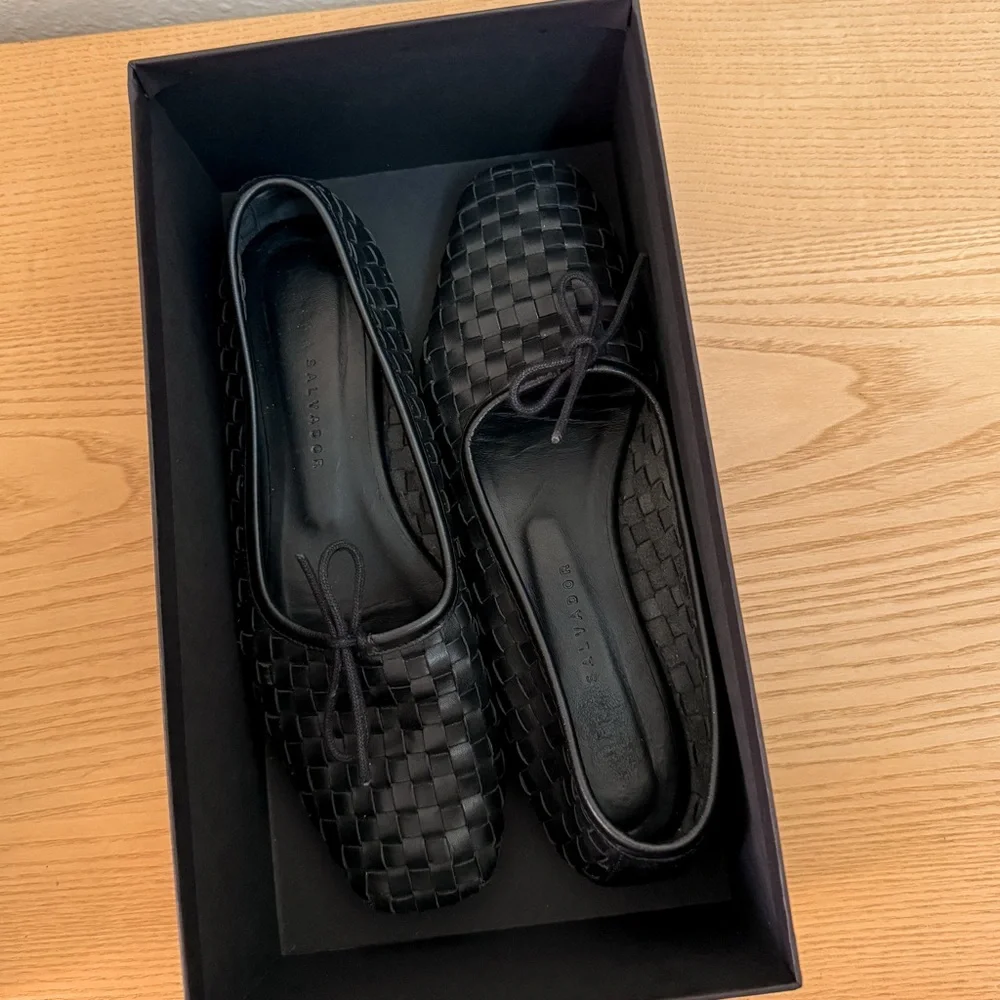 Freda Salvador Jada Square Toe Ballet Flat-  Black Woven - size 7.5 - Picture 4 of 11